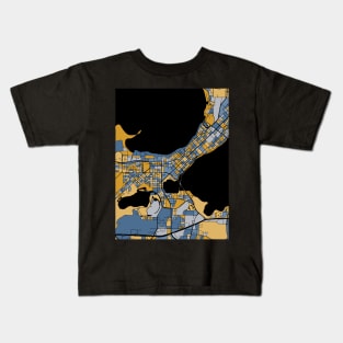 Madison Map Pattern in Blue & Gold Kids T-Shirt
